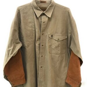 Browning men's vintage shirt jacket in brown with suede elbow patches size L
